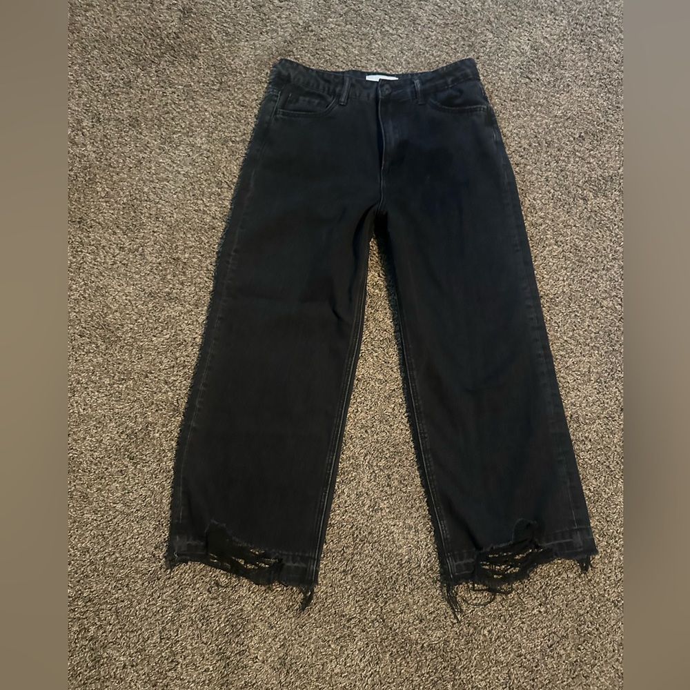 Vervet distressed Wide Leg Black Jeans. - Picture 6 of 13